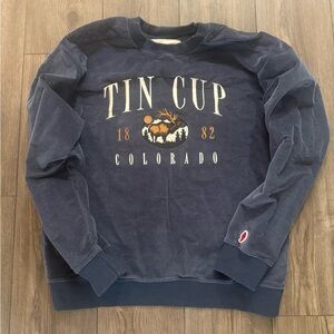 League Legacy Tin Cup Colorado Crewneck Sweatshirt Navy Elk Graphic M